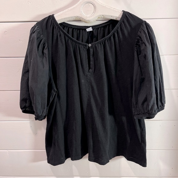 🖤 OLD NAVY – Black Puff Sleeve T-Shirt – Size XL - Picture 1 of 7